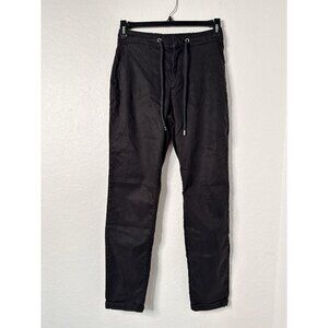 Paige Women's Pants Sz‎ 30 Black Stretch Elastic Waist Straight Cuffed Leg